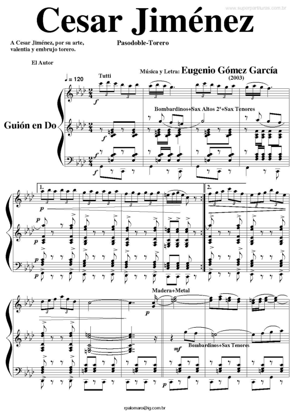 Partitura da música Cesar Jiménez