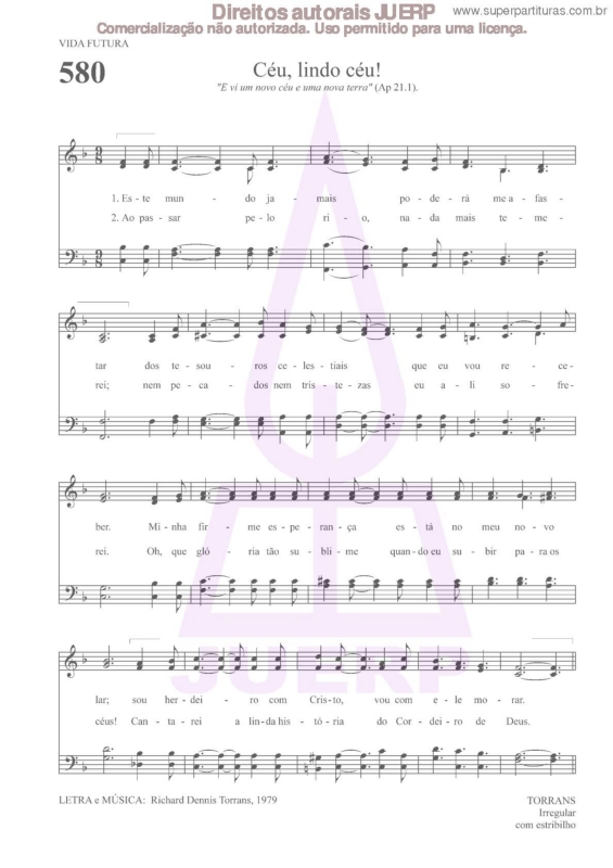 Partitura da música Céu, Lindo Céu - 580 HCC v.2