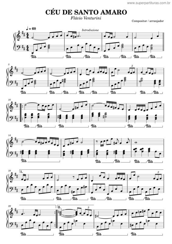 Partitura da música Céu De Santo Amaro – Flávio Venturini, Caetano Veloso