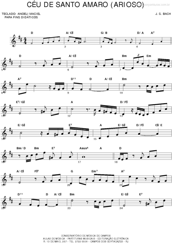 Partitura da música Céu de Santo Amaro (Arioso)