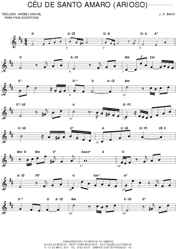 Partitura da música Céu de Santo Amaro (Arioso)