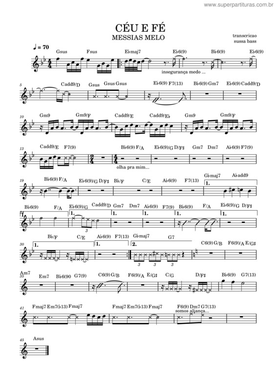 Partitura da música Ceu E Fe v.2