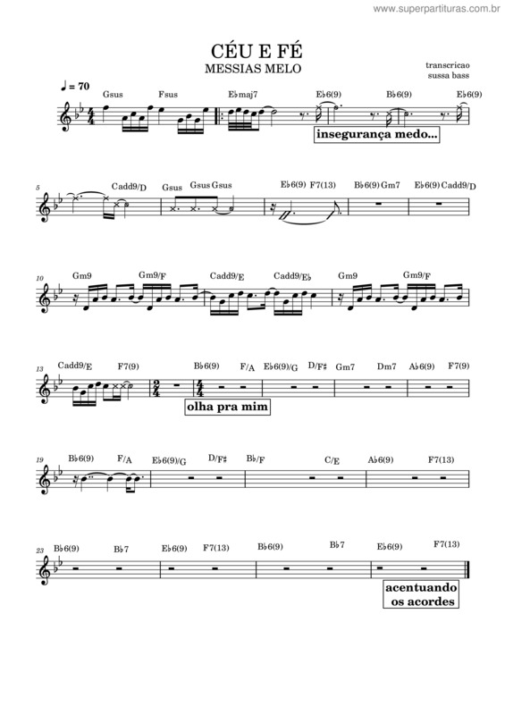 Partitura da música Ceu E Fe