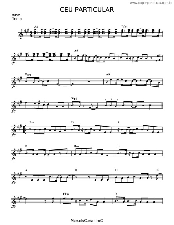 Partitura da música Ceu Particular