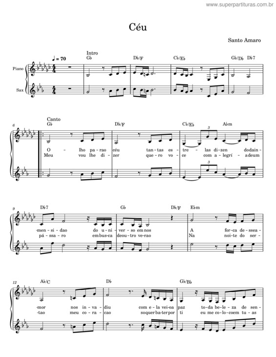 Partitura da música Céu