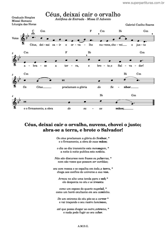 Partitura da música Céus,_Deixai_Cair_O_Orvalho v.2