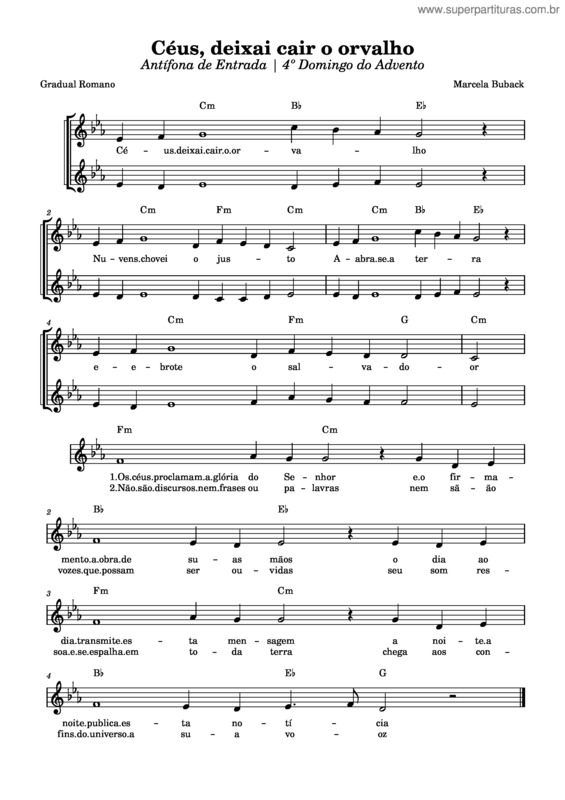 Partitura da música Céus,_Deixai_Cair_O_Orvalho