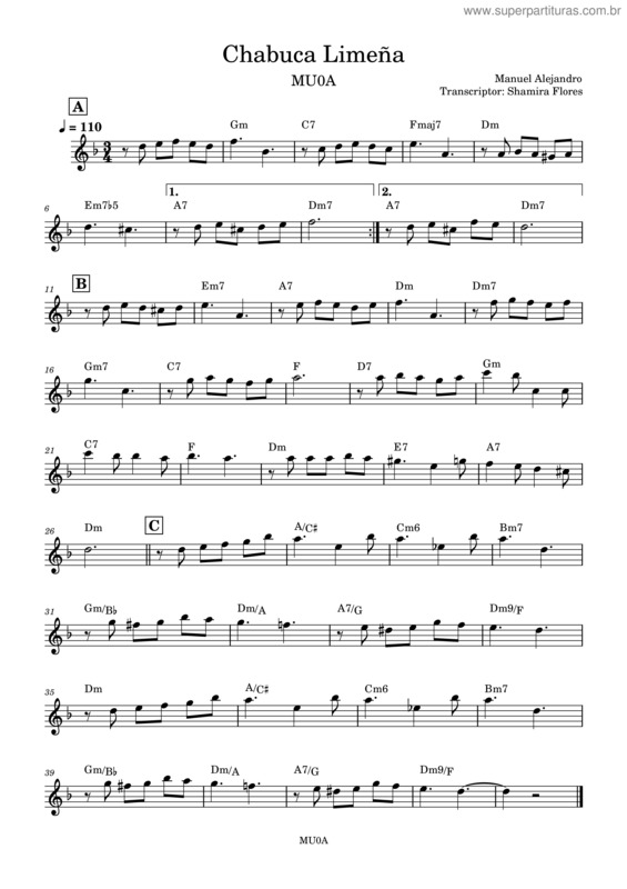 Partitura da música Chabuca Limeña