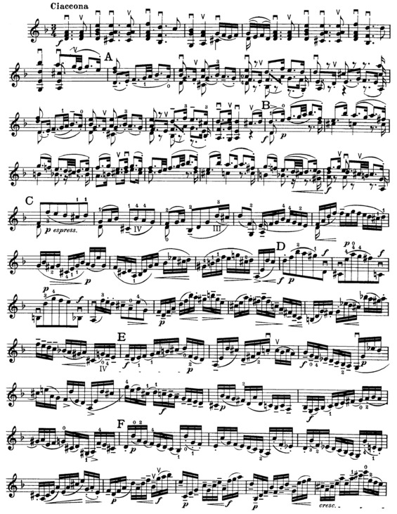 Partitura da música Chaccone in D minor