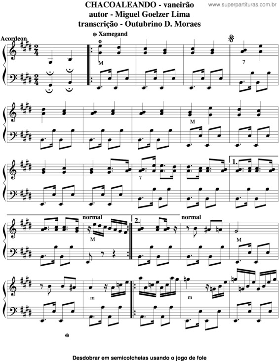 Partitura da música Chacoalhando