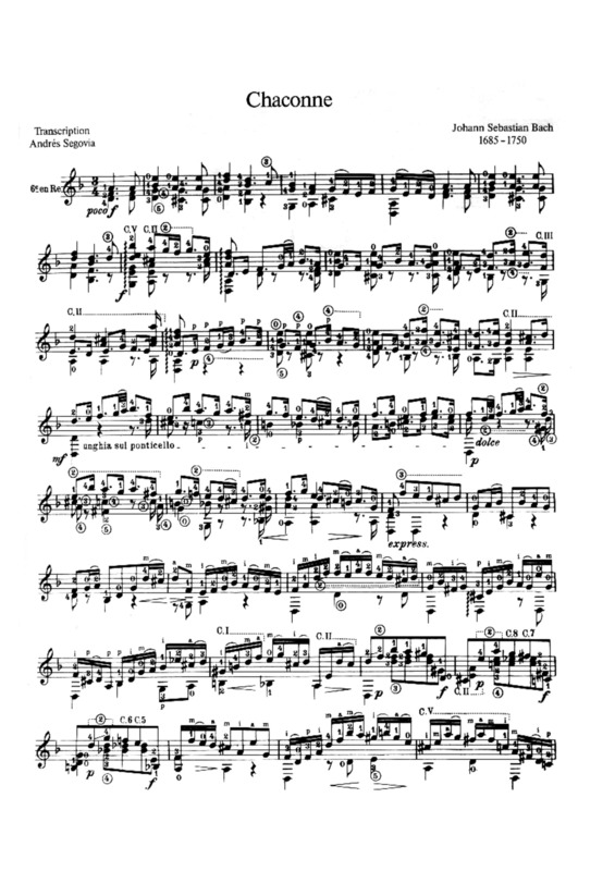 Partitura da música Chaconne v.3