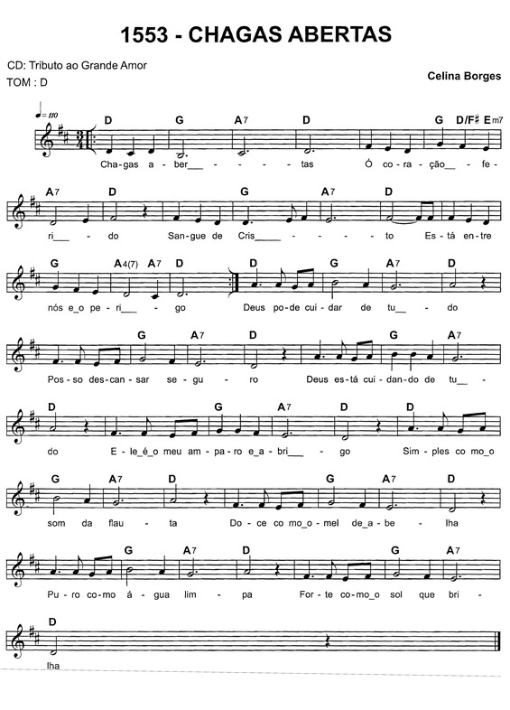 Partitura da música Chagas Abertas