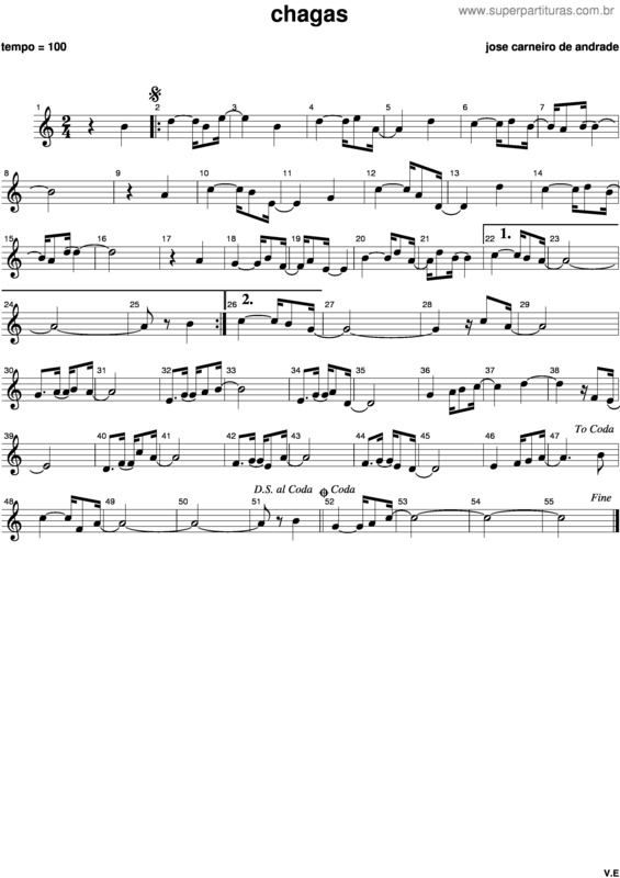 Partitura da música Chagas