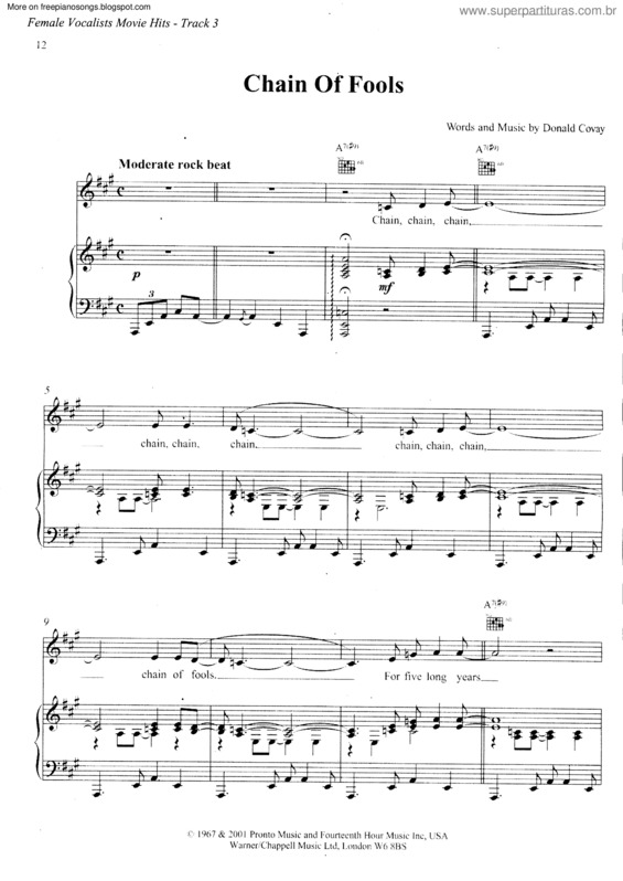 Partitura da música Chain Of Fools v.2