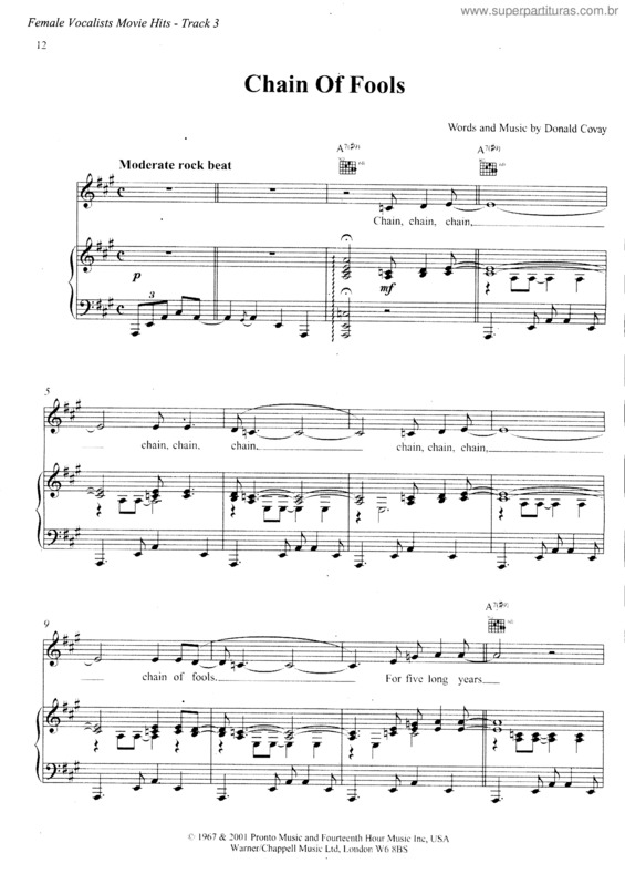 Partitura da música Chain Of Fools