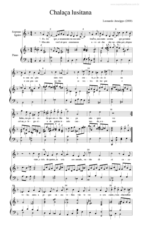 Partitura da música Chalaça Lusitana