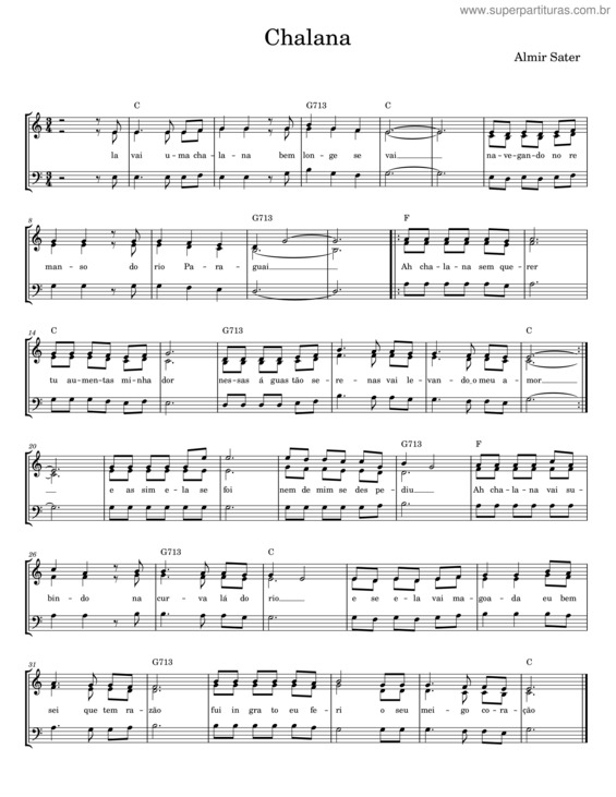 Partitura da música Chalana v.14