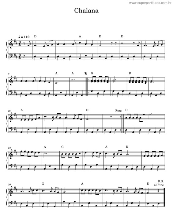 Partitura da música Chalana v.15