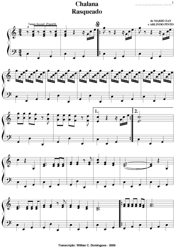 Partitura da música Chalana v.2