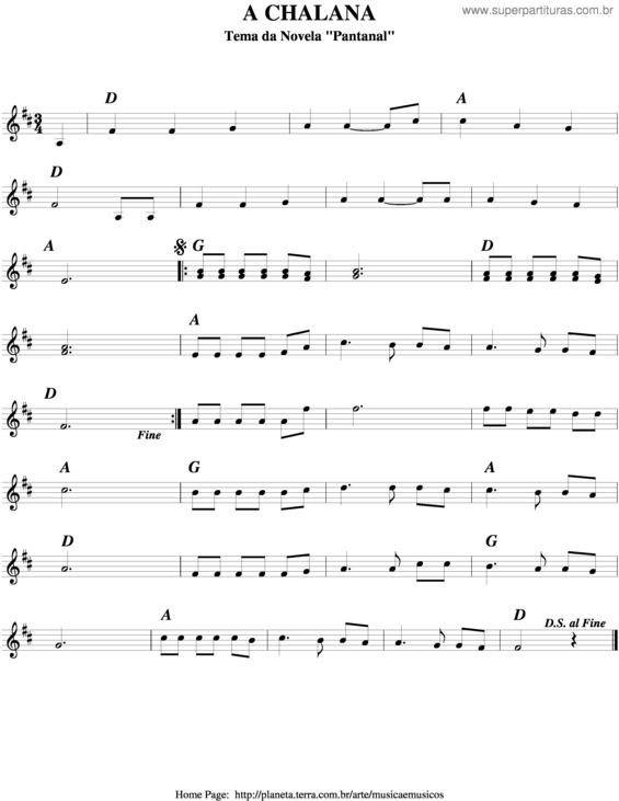 Partitura da música Chalana v.3