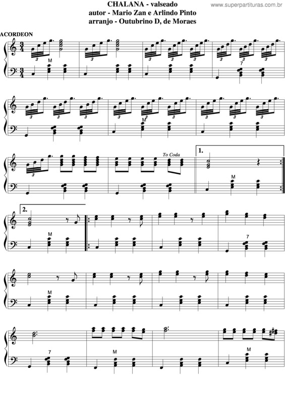 Partitura da música Chalana v.7