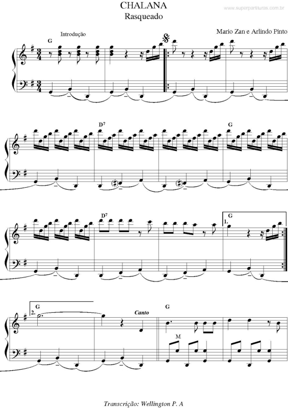 Partitura da música Chalana