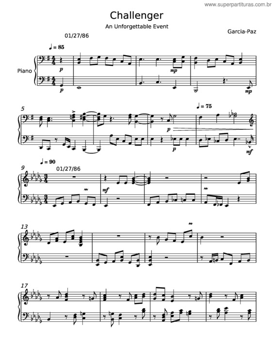 Partitura da música Challenger – Garcia–Paz