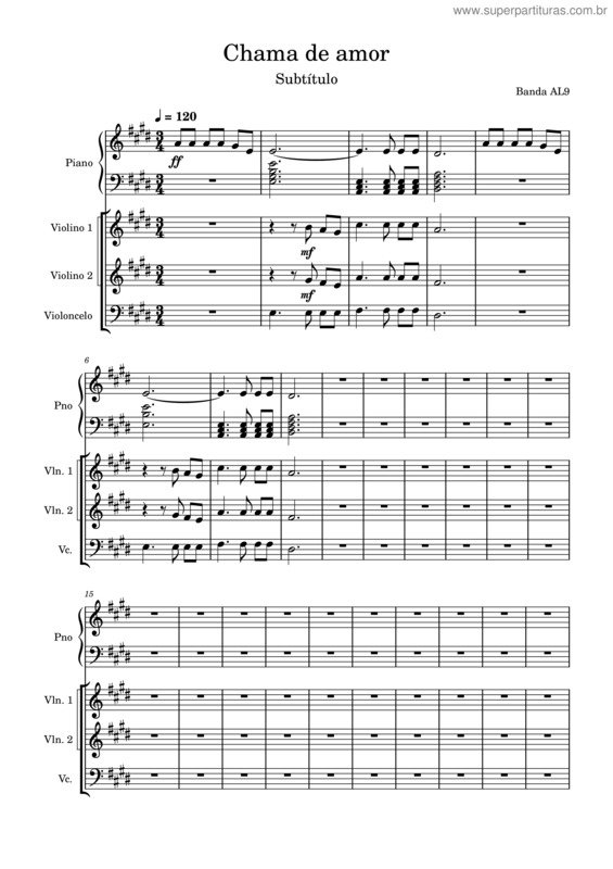 Partitura da música Chama De Amor – Al9
