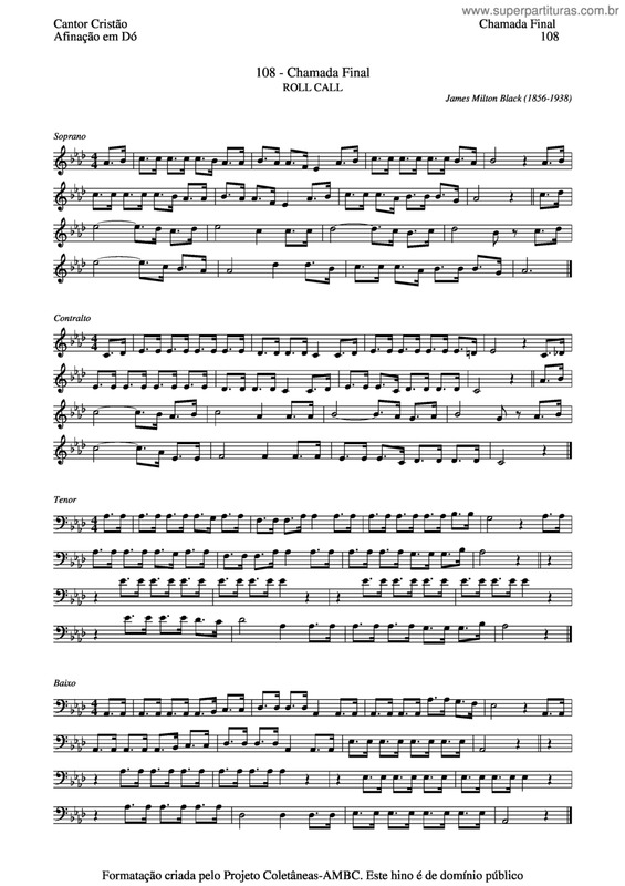 Partitura da música Chamada Final v.2