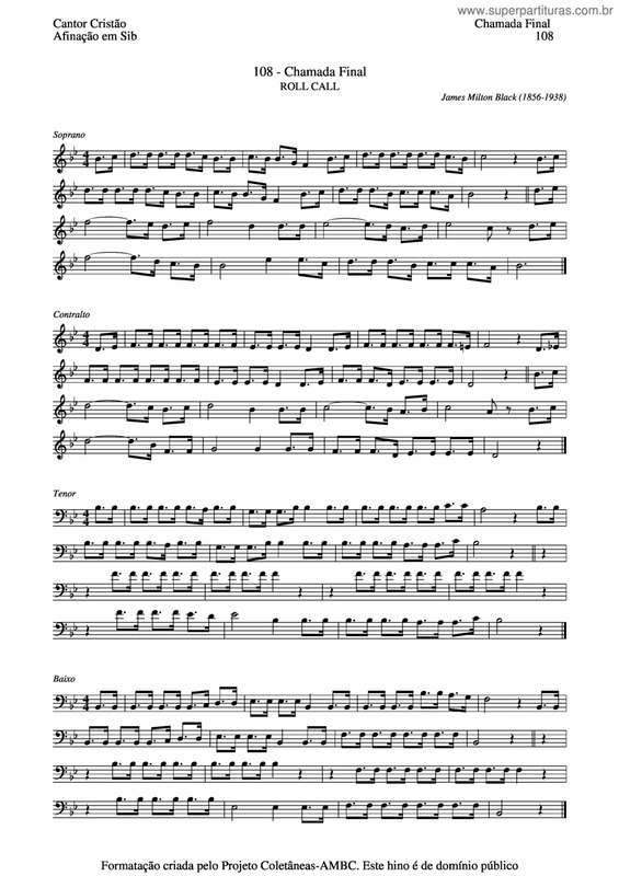 Partitura da música Chamada Final v.3