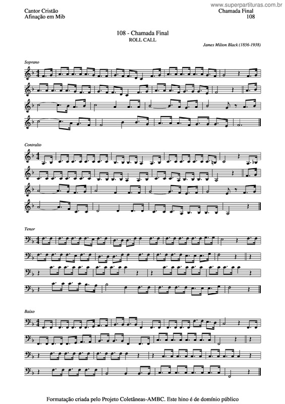 Partitura da música Chamada Final v.4