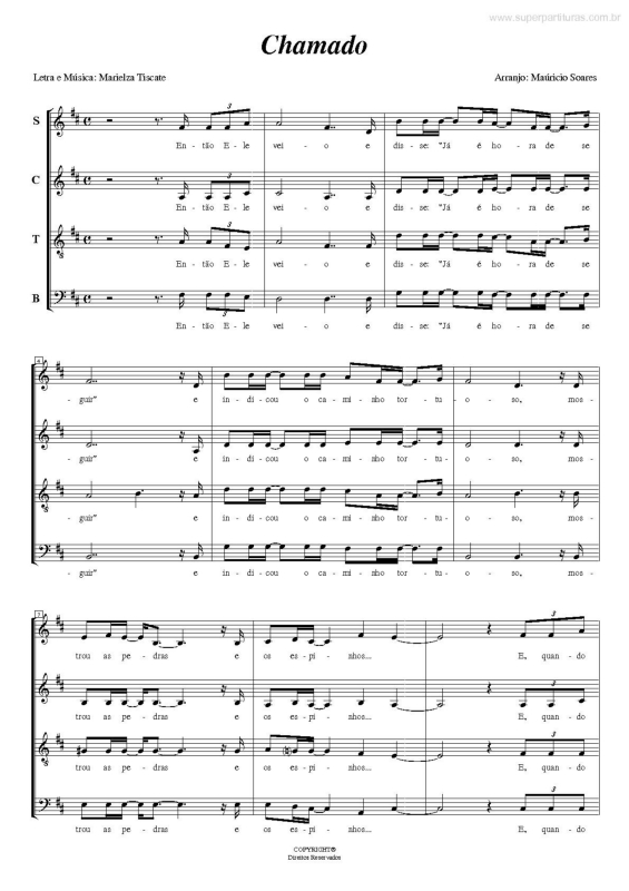 Partitura da música Chamado