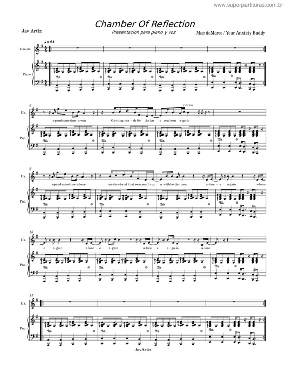 Partitura da música Chamber Of Reflection – Mac Demarco Balada