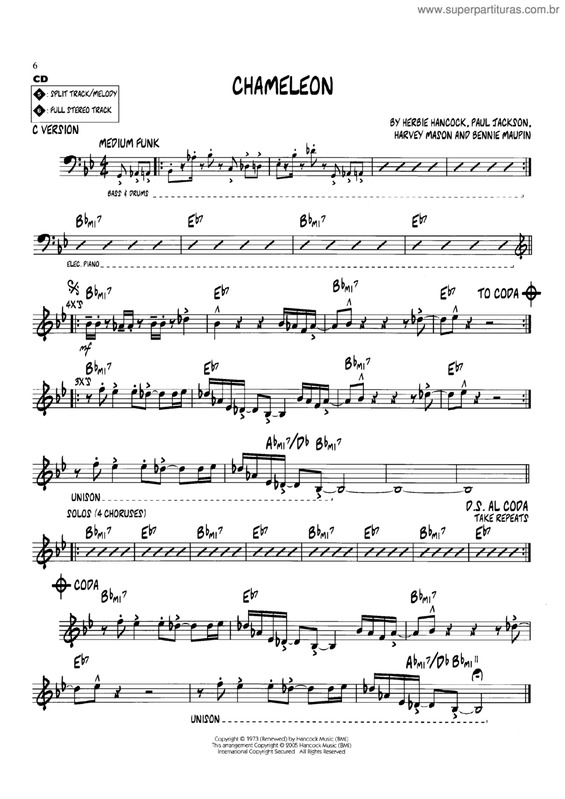 Partitura da música Chameleon v.9