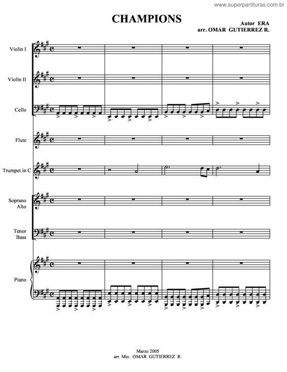 Partitura da música Champions