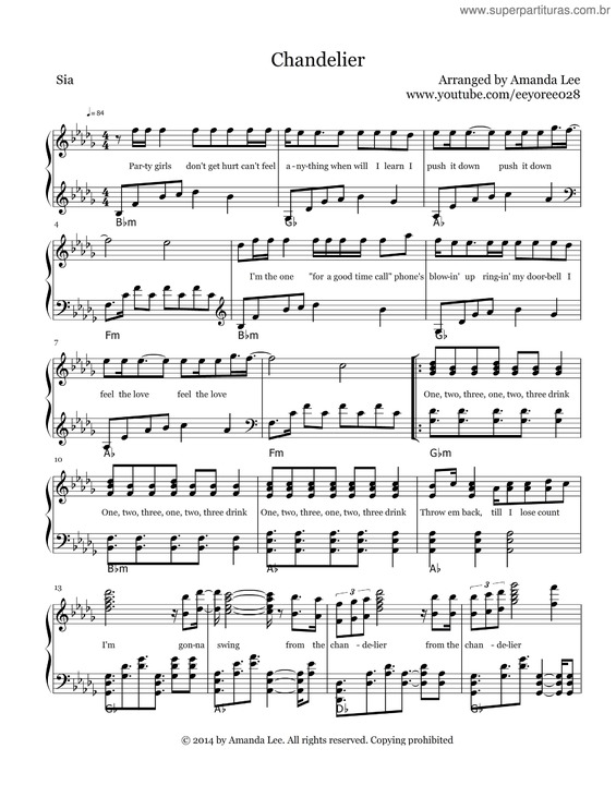 Partitura da música Chandelier v.2