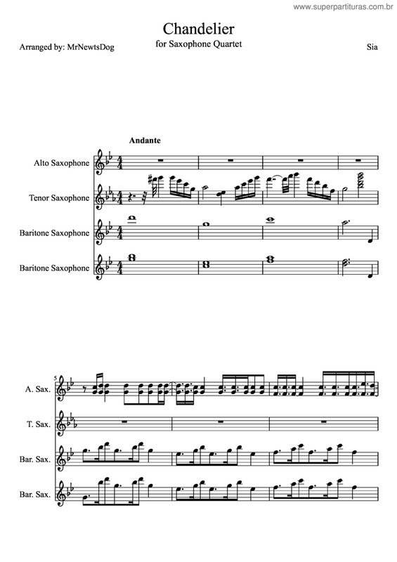 Partitura da música Chandelier