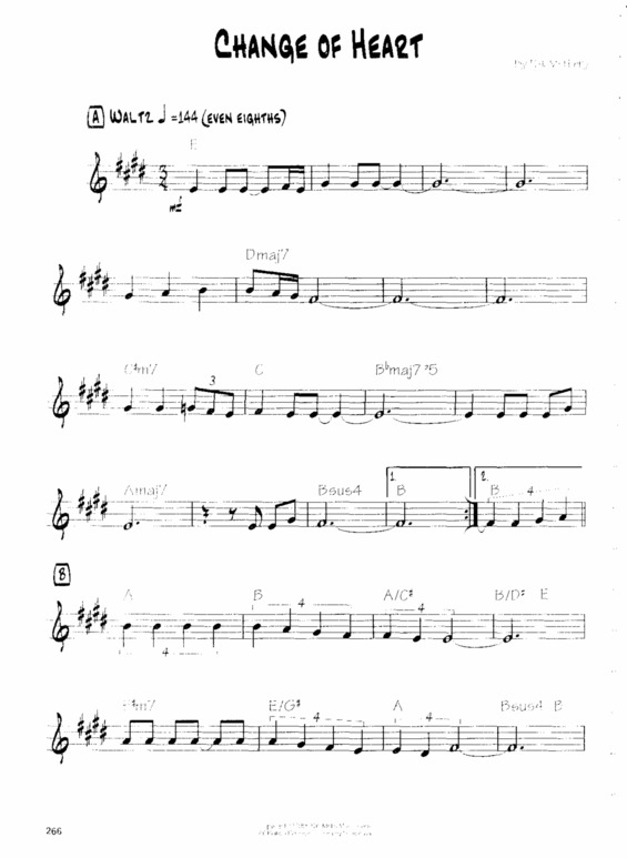 Partitura da música Change Of Heart