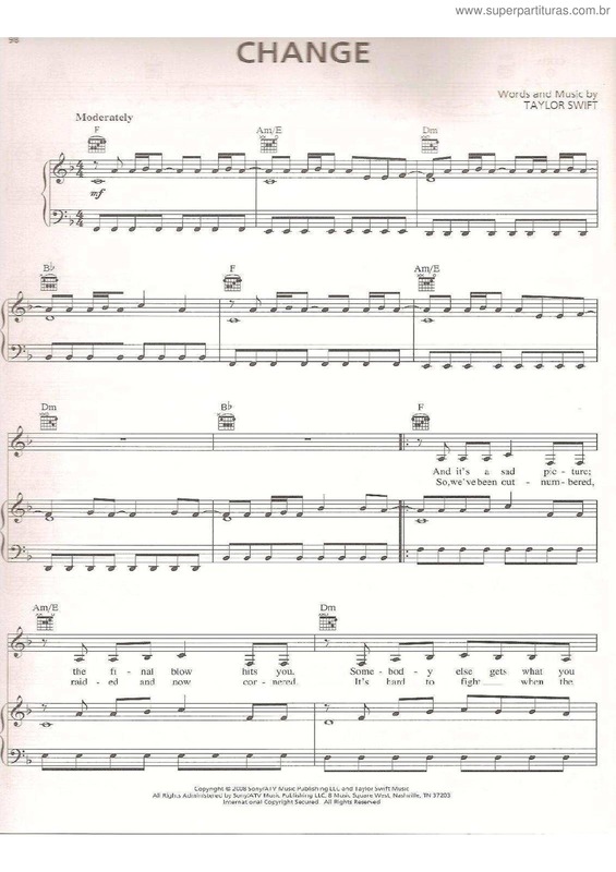 Partitura da música Change