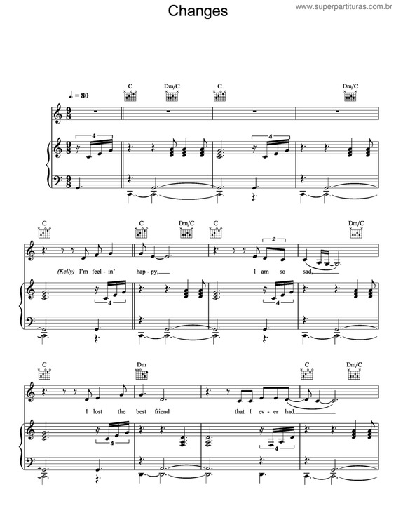 Partitura da música Changes