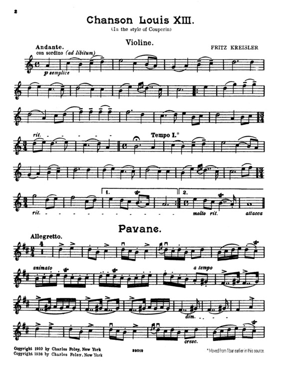 Partitura da música Chanson and Pavane