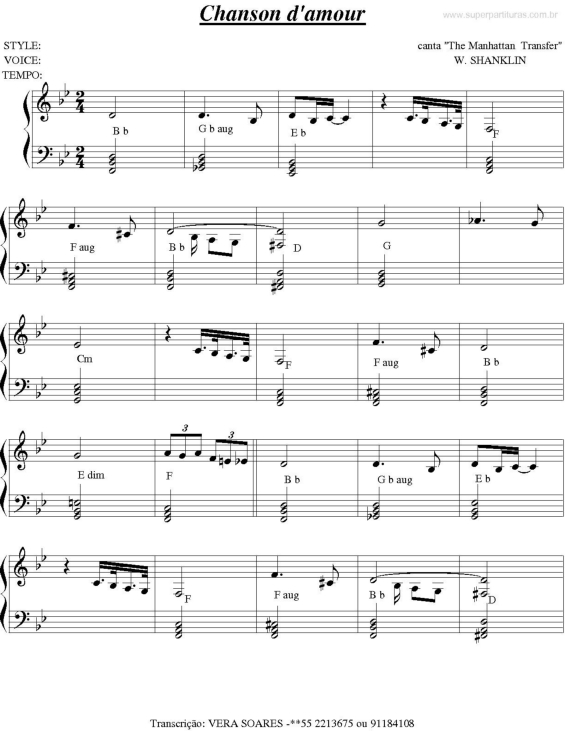 Partitura da música Chanson d`amour