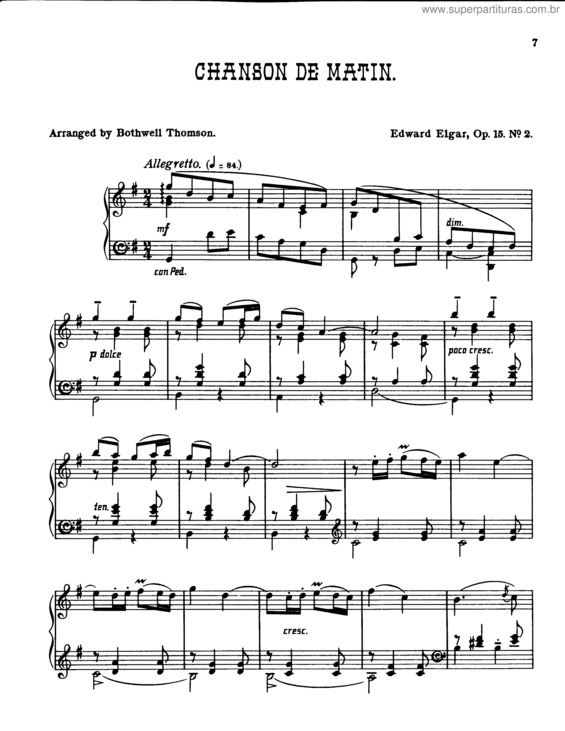 Partitura da música Chanson de Matin