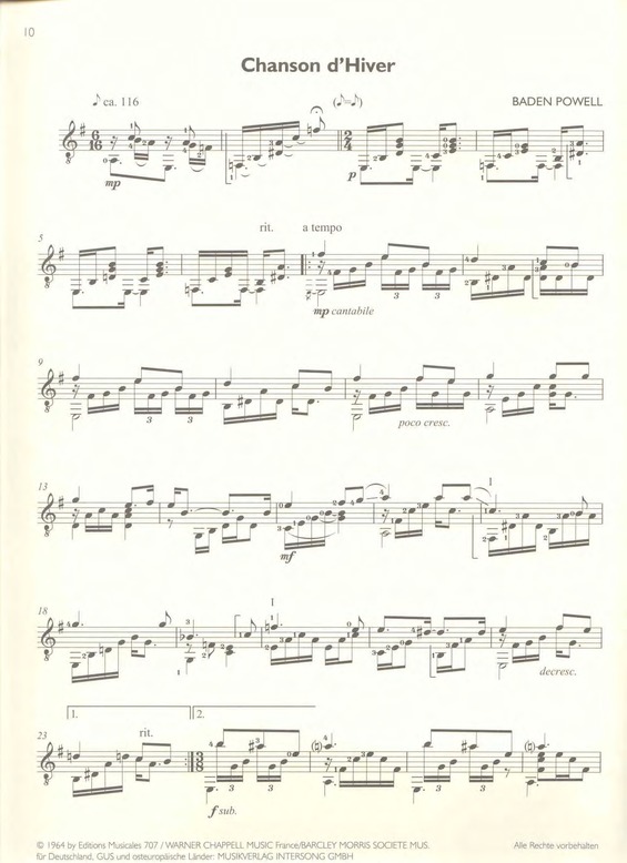 Partitura da música Chanson DHiver