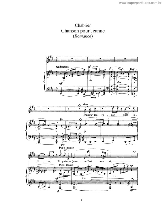 Partitura da música Chanson pour Jeanne
