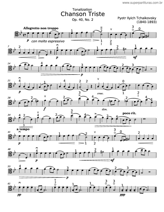 Partitura da música Chanson Triste v.13