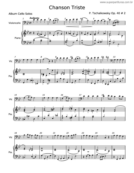 Partitura da música Chanson Triste v.14