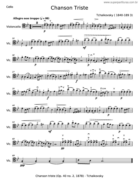 Partitura da música Chanson Triste v.18