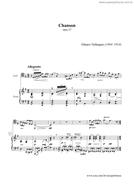 Partitura da música Chanson