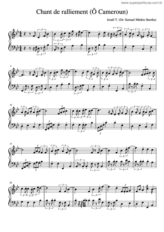 Partitura da música Chant De Ralliement, Hymne National Cameroun